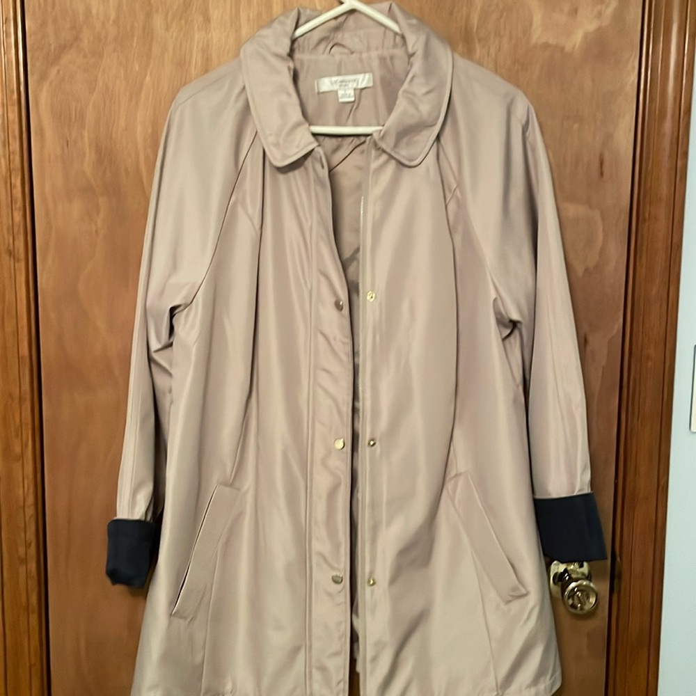 Zip Front Lightly Lined Raincoat With Removable H… - image 1